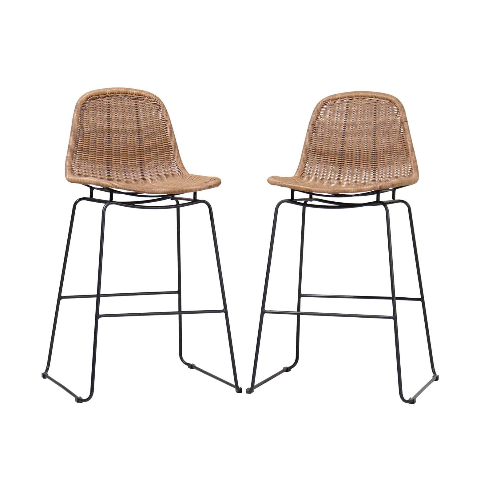 Outdoor Bar Stools, AllWeather Wicker Patio Height Stools, Rattan Patio Bar Height Chairs