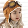 thumbnail image 5 of Cozy Kids Pilot Hat Warm Velvet Cartoon Design Soft Cotton Classic Versatile Pilot Hat Coffee, 5 of 5