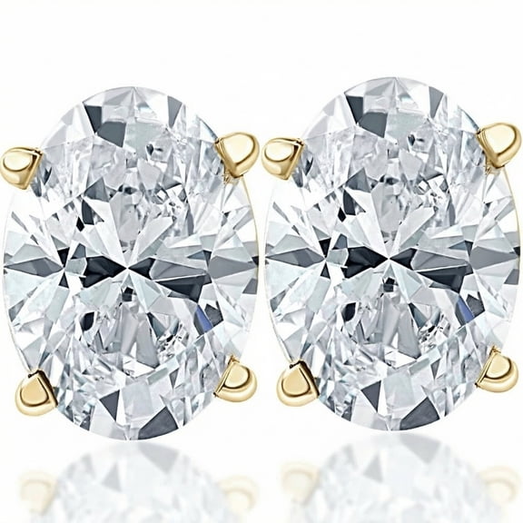 Pompeii Oval Diamond Studs 14k Gold Lab Grown (G,VS2-SI1)