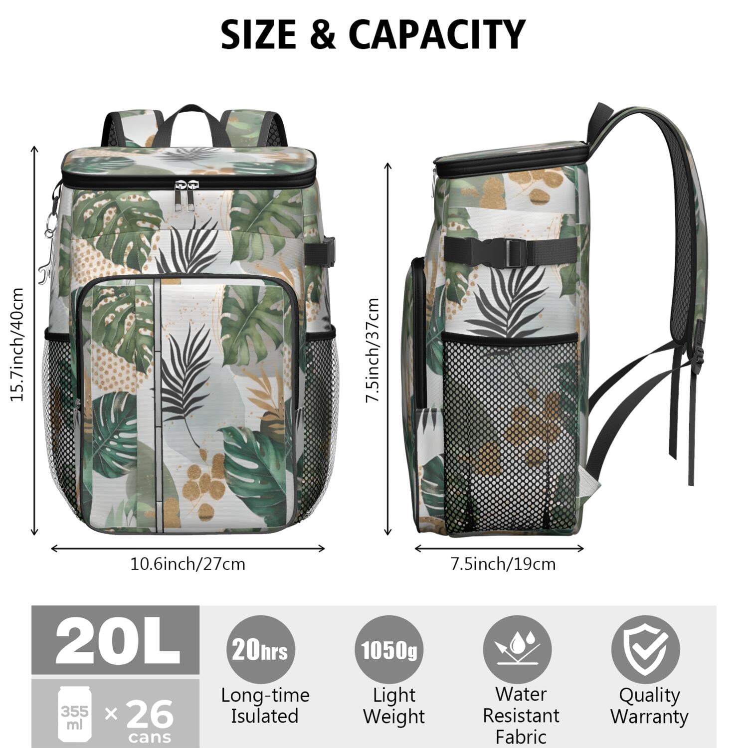Travel Cooler Bag - Boho Bohemian Art Camping Beer Cooler Backpack with Bottle Opener- Waterproof Insulated Picnic Backpacks - Cooler Bag for Beach