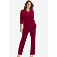 thumbnail image 2 of Roaman's Women's Plus Size Two-Piece V-Neck Velour Set, 2 of 6