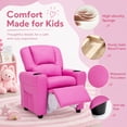 thumbnail image 3 of Snugway Kids Recliner Chair, Faux Leather Toddler Armchair with 2 Cup Holders & Side Pocket, Hot Pink, 90lbs Capacity for 1+ Years Old, 3 of 9
