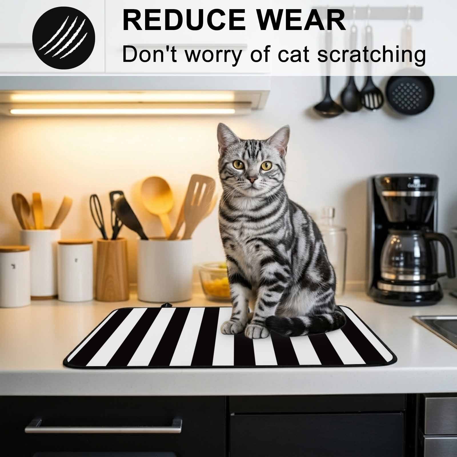 Simple Black White Stripes Stove Top Cover for Electric Stove, Heat-proof & Non Slip Glass Top Stove Cover Protector, Modern Stripes Kitchen Flat Cooktop Rubber Mat 24x21 Inches