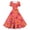 Orange red flowers, variant on Women'S Casual Summer Dresses Red Roses Square Neck Short Sleeve Belted A-Line Midi Dress