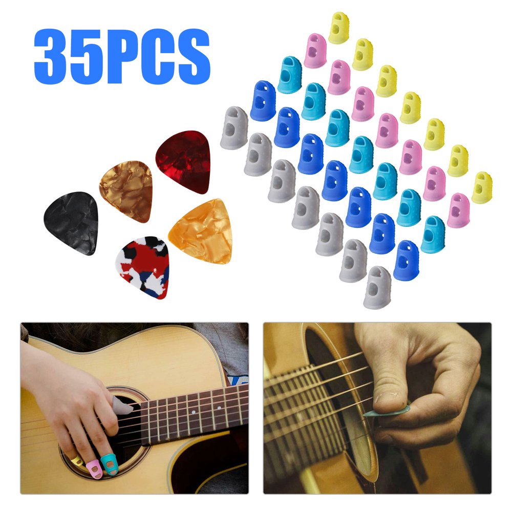 Guitar Finger Protector, TSV 35Pcs Soft Silicone Guitar Fingertip Cover