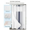thumbnail image 2 of No Hook Cloth Fabric Shower Curtain with Snap in Liner, Blue Vertical Striped Waterproof Shower Curtains Set with See Through Top Window, White Minimalist Modern Bath Curtains Shower 48"x72", 2 of 6