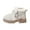 White, variant on Gibobby Girls Boys Glitter Ankle Boots Side Zipper Combat Shoes with Buckles Toddler/Little Kid/Big Kid,White,8-9 Y