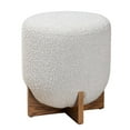 thumbnail image 2 of Baxton Studio Fisk Japandi Light Grey Boucle Fabric and Walnut Brown Finished Wood Ottoman Footstool, 2 of 8