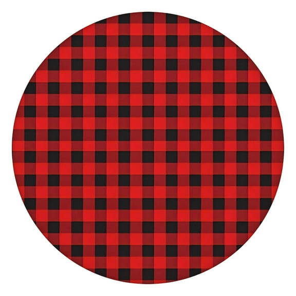 Red Black Checkerboard Checkered Pattern Round Fitted Tablecloth with Elastic Edge,Dining Table Cover Waterproof,Outdoor Round Tablecloth for Camping,Dining,Indoor and Outdoor