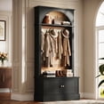 thumbnail image 5 of Fnova 70.87" Hall Tree with Storage Bench, 4-in-1 Design Bench with Coat Rack, Farmhouse Closet Organizer with 5 Hooks and Adjustable Shelves, Black, 5 of 10