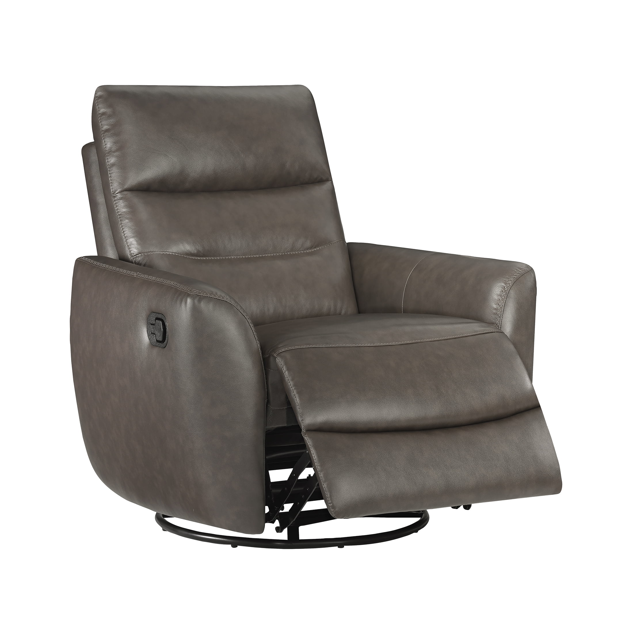 OakvillePark Ashwyn Bay Leather Match Swivel Glider Reclining Chair, Dark Brown