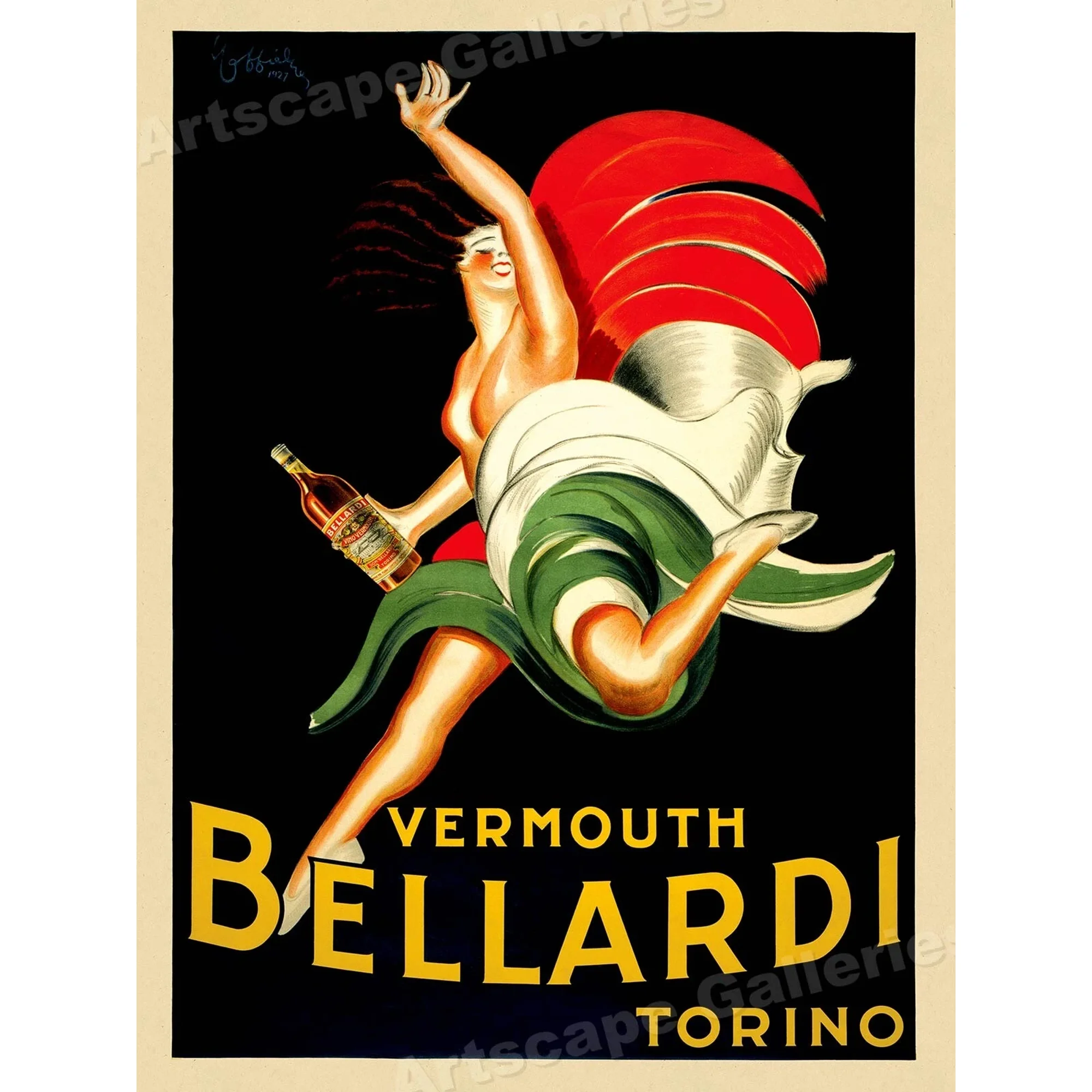 Bellardi Vermouth Torino 1920S Classic Italian Liquor Office Poster , Poster Print Only