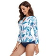 thumbnail image 6 of Women Two Piece Tankini Set Swimsuit Swimwear Long Sleeve Tops With Swim Bottoms Loose Fit Beachwear Swimming Costumes Bathing Suit, 6 of 7