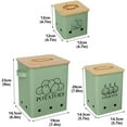 thumbnail image 5 of Pethiy Kitchen Canisters Set, Storage Bin for Potato Onion & Garlic, 3 Pack Set Countertop Pots Containers with Wooden Lid - Potato Storage, Garlic Bin, Onion Keeper Tin with Aerating Holes-Green, 5 of 6