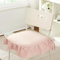 Honmine French Cotton Simple Seat Cushion,Fabric Not-Slip Soft Chair Pad,Ruffled Skirt Seat Cover with Ties an Cotton Filled for Wooden Dinner Chair