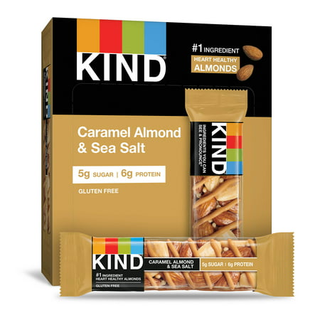 KIND Bars, Caramel Almond & Sea Salt, Gluten Free, Low Sugar, 1.4oz, 12 (Best Low Sugar Snacks)