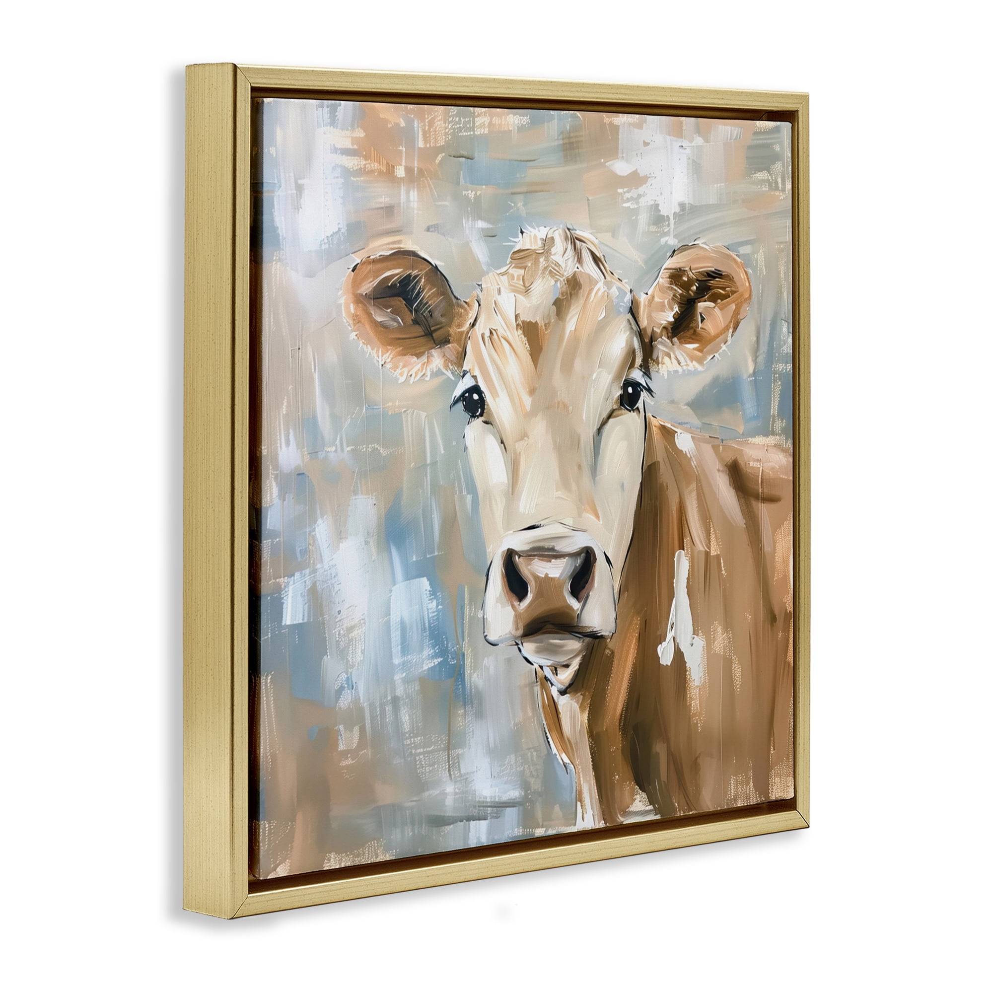 Stupell Industries The Brown Cow Abstract Gold Framed Floater Canvas Wall Art, design by Tina LeCour