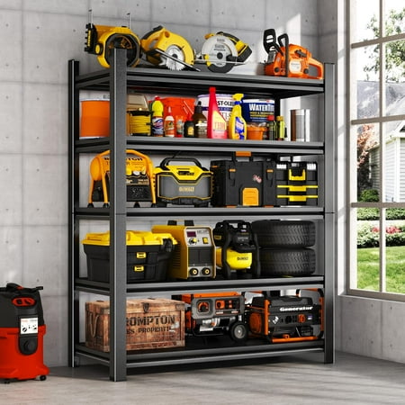 78''H Garage Shelving Heavy Duty Garage Storage Shelves, 3000 LBS Adjustable 6 Tier Industrial Shelving Unit, Metal Utility Shelf for Basement, Warehouse and Workshop (78''Hx36''Wx16''D, Black)