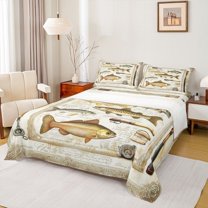 Castle Fairy Female Men Fishing And Hunting Twin Sheet Sets,Big Bass Fish Bedding