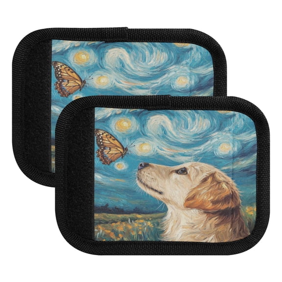 Wobogo Cute Golden Retriever Luggage Handle Wrap 2Pcs Suitcase Identifier Travel Accessories Affordable Durable Concealed Tag For Airport Leaf