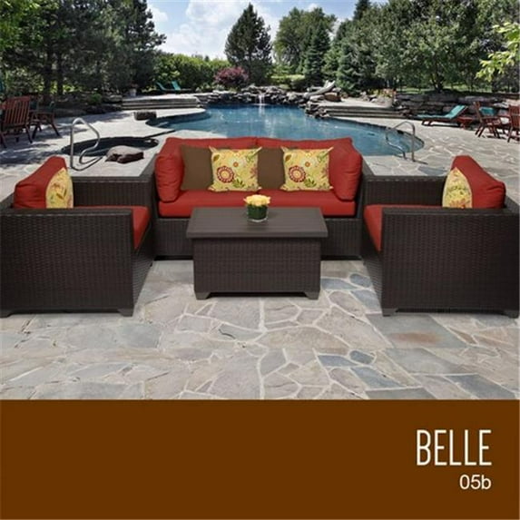 TKC Belle 5 Piece Outdoor Wicker Patio Furniture Set