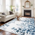 thumbnail image 2 of Rectangle Area Rugs 5 x 7 Ft, Blue Eucalyptus Leaves Non-Slip Residential Carpet, Watercolor Spring Summer Botanical Indoor Crawling Mats Runner Rugs for Living Room/Dining Room/Bedroom, 2 of 8