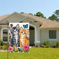 thumbnail image 2 of JOOCAR Linen Garden Flag with Cute Kittens and Butterflies for Spring Summer Home Outdoor Garden Yard Door Decor 12x18 inch, 2 of 5