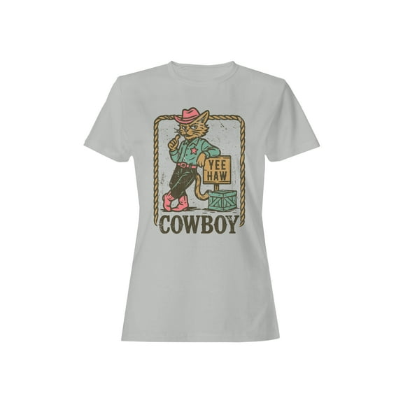 Yee Haw Cat Cowboy Graphic Women's T-shirt