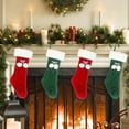 thumbnail image 5 of Tumao Christmas Stockings, Personalized Knitted Xmas Stockings, Red and Green Cable Knit Stocking Candy Gift Bags with Pompom for Family Christmas Holiday Decoration, 2 pack, 5 of 8