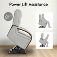 thumbnail image 3 of Lisonu Dual Motor Power Lift Recliner for Elderly, Infinite Position Lay Flat Electric Recliner with Massage & Heat, Egyptian Velvet Sofa with Wooden Arms, Beige, 3 of 13