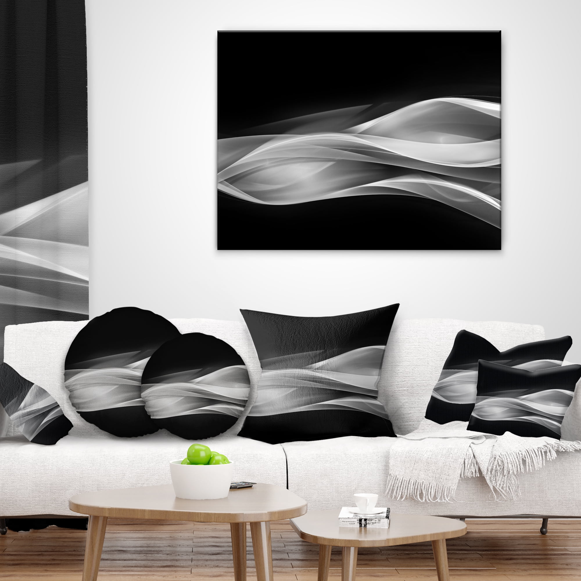 Designart Glittering Silver Pattern - Abstract Throw Pillow - 16x16