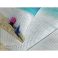 thumbnail image 4 of Ambesonne Beach Quilted Bedspread Set 3 Pcs, Happy Birthday on Sand, Queen Size, Blue Pale Brown Pink, 4 of 5