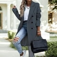 thumbnail image 2 of Dasayo Gray Women's Coats Trench Pea Dress Collared Business Casual Long Coats Shacket Women L, 2 of 5
