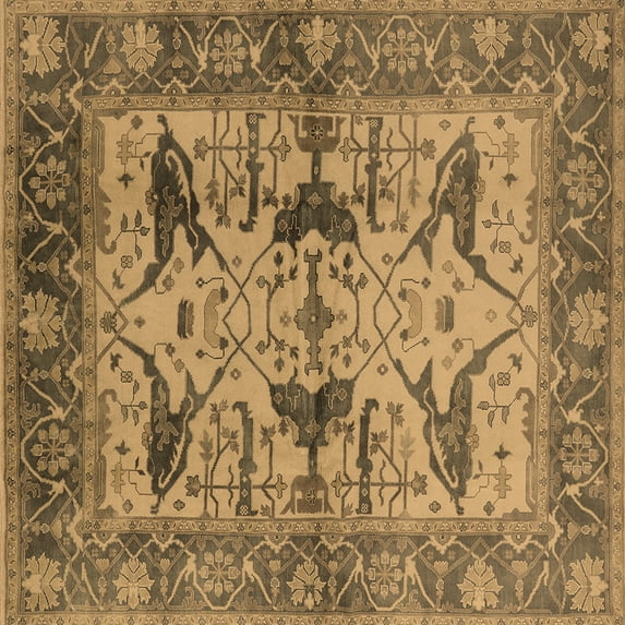 Ahgly Company Indoor Square Oriental Brown Industrial Area Rugs, 4' Square