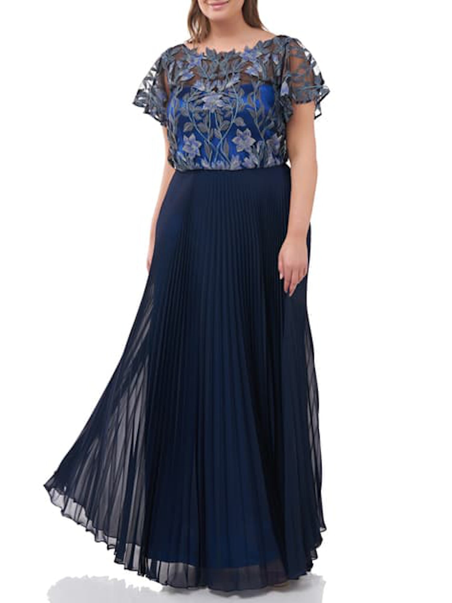 Maxi Accordion Pleat Formal Dress 