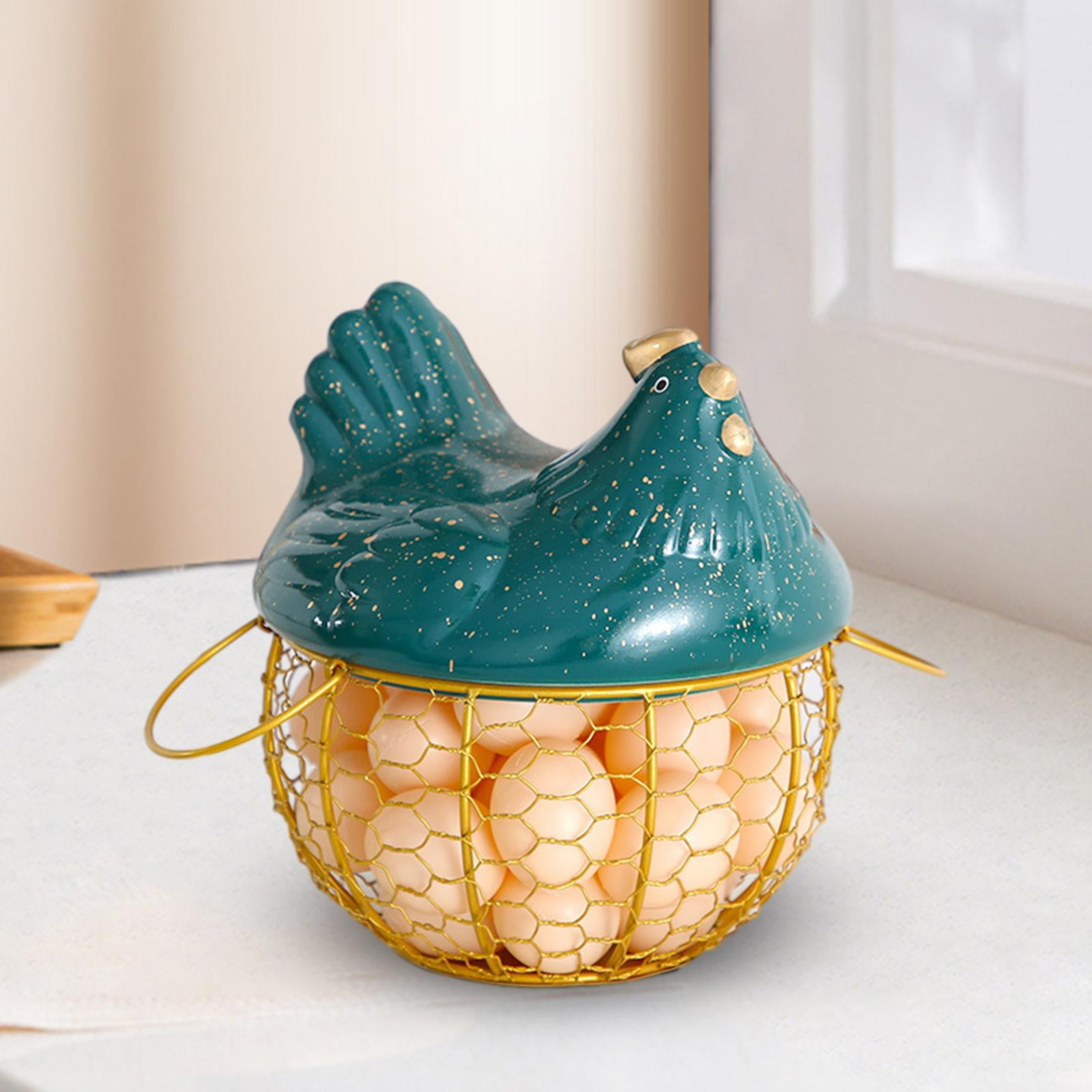 Egg Basket,Chicken Egg Storage Basket for Fresh Eggs Rustic,Egg Basket Countertop Egg Container Organizer,Ceramic Egg Storage Collect Basket Egg Holder,Farmhouse with Small Dot
