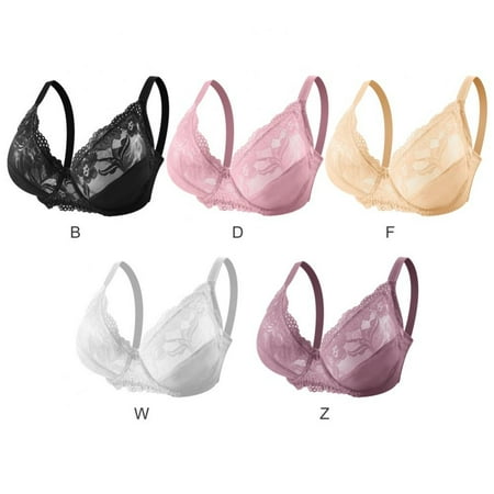 

Women s 1/2 Cup Lace Mesh Deep V See Through Full Coverage Plus Size Ultra-thin Comfortable Breathable Bralette Bra(5-Packs)