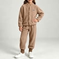 thumbnail image 2 of Acaics Girls' 2 Piece Fleece Tracksuit Set: Stand Collar Button Up Long Sleeve Jogger Outfit, Warm Loungewear for Girls Ages 1–10, 2 of 8