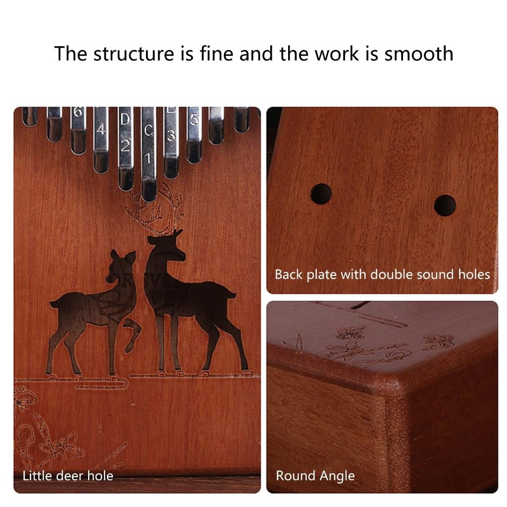 Yihuala 17 Finger Piano Thumb Instrument for Adults Beginners Birthday Musical 17 Keys Kalimba Wood Thumb Piano