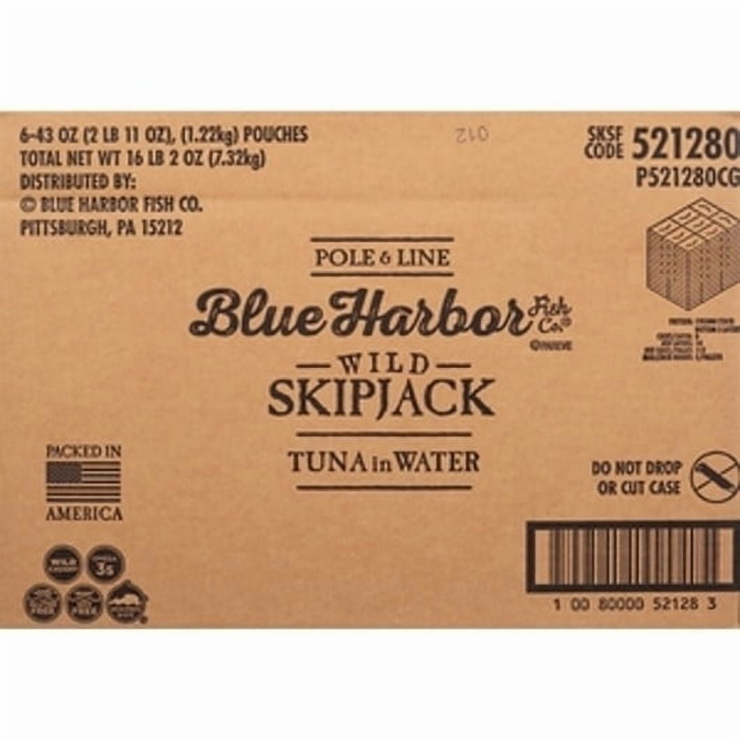 Blue Harbor Pole and Line Skipjack Tuna in Water, 43 Ounces, 6 Per Case