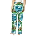 thumbnail image 3 of Pajama Pants Women, Hawaiian Style Waves Lounge PJ Yoga Pants With Drawstring, Womens Sleepwear Pajama Bottom, 3 of 5