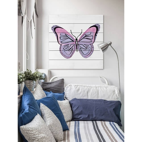 Marmont Hill "Lavender Butterfly" by Molly Rosner Painting Print on White Wood