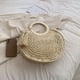thumbnail image 4 of Bolsos De Mano Bolso de playa redondo de verano gran capacidad tejido a mano borla para fiesta (beige), 4 of 7
