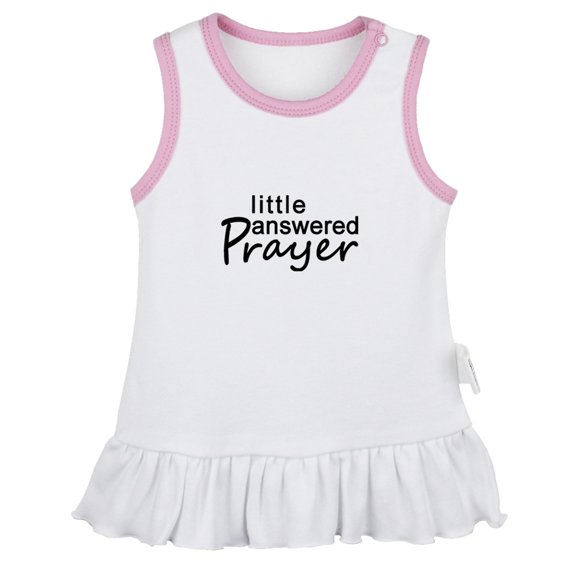 Little Answered Prayer Funny Dresses For Baby, Newborn Babies Skirts, Infant Princess Dress, 0-24M Kids Graphic Clothes (White Sleeveless Dresses, 18-24 Months)