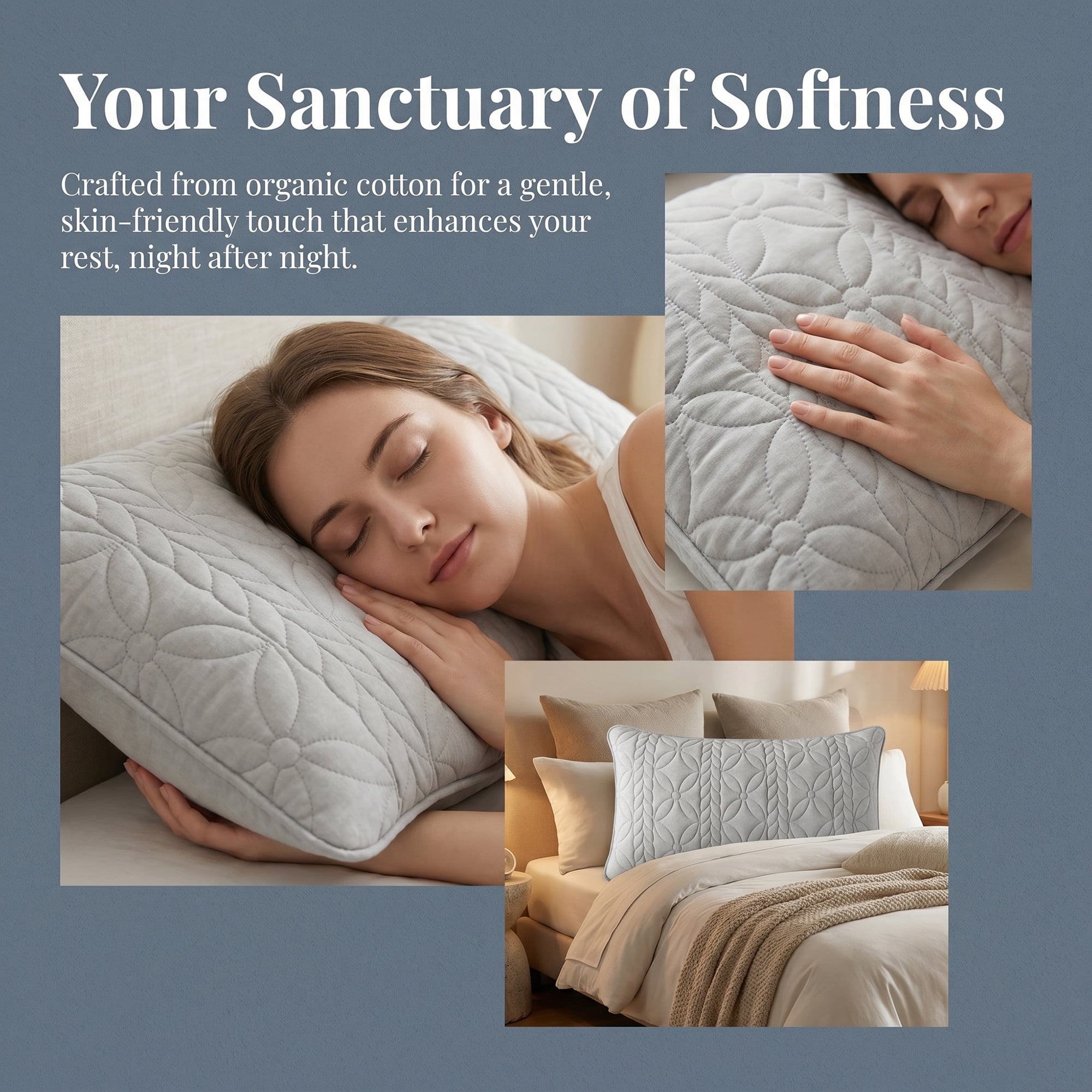 Unique Bargains Pillow Protectors Standard Size 2 Pcs Quilted Cotton Covers Gray 19"x29"