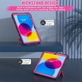 thumbnail image 3 of Jiahe Cover Case for iPad 10th Generation 10.9" 2022, Slim Heavy Duty Shockproof Rugged Protective Hybrid Case with Built-in Stand for 10.9" iPad 10th Gen, Navy+Rose, 3 of 8