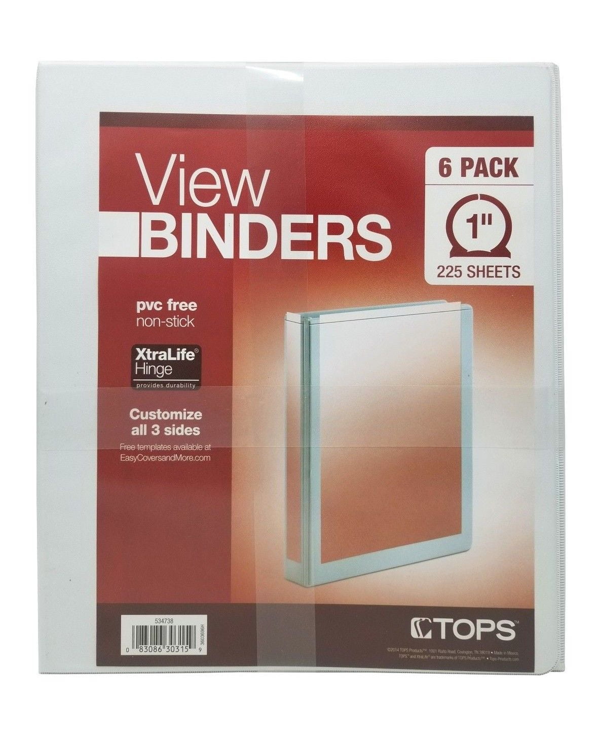 Tops View Binders 1' 225 Sheets Pvc Free Non-Stick 6 Pack