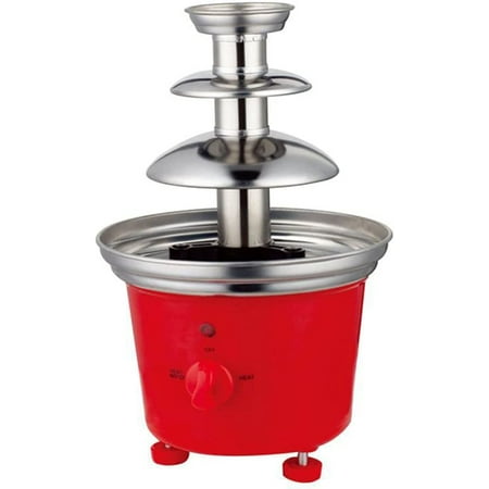

MONIPA 3-Tiers Stainless Steel Chocolate Fondue Fountain Machine with Fruit Plate 85w BBQ Sauce Cheese Warmer Heated Fountain Machine for Wedding Party