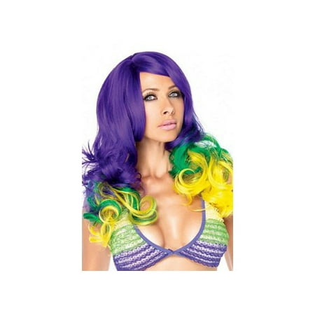 Leg Avenue Women's Carnival / Mardi Gras Tri-Color Wavy Wig, Multi-Colored, One Size