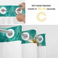 thumbnail image 2 of No Hook Plumeria Coastal Shower Curtain with Snap in Liner Set, Summer Beach Teal Blue Ocean Waterproof Fabric Bathroom Curtains with See Through Top Window, Hotel Style Small 36 x 78 Inch, 2 of 9